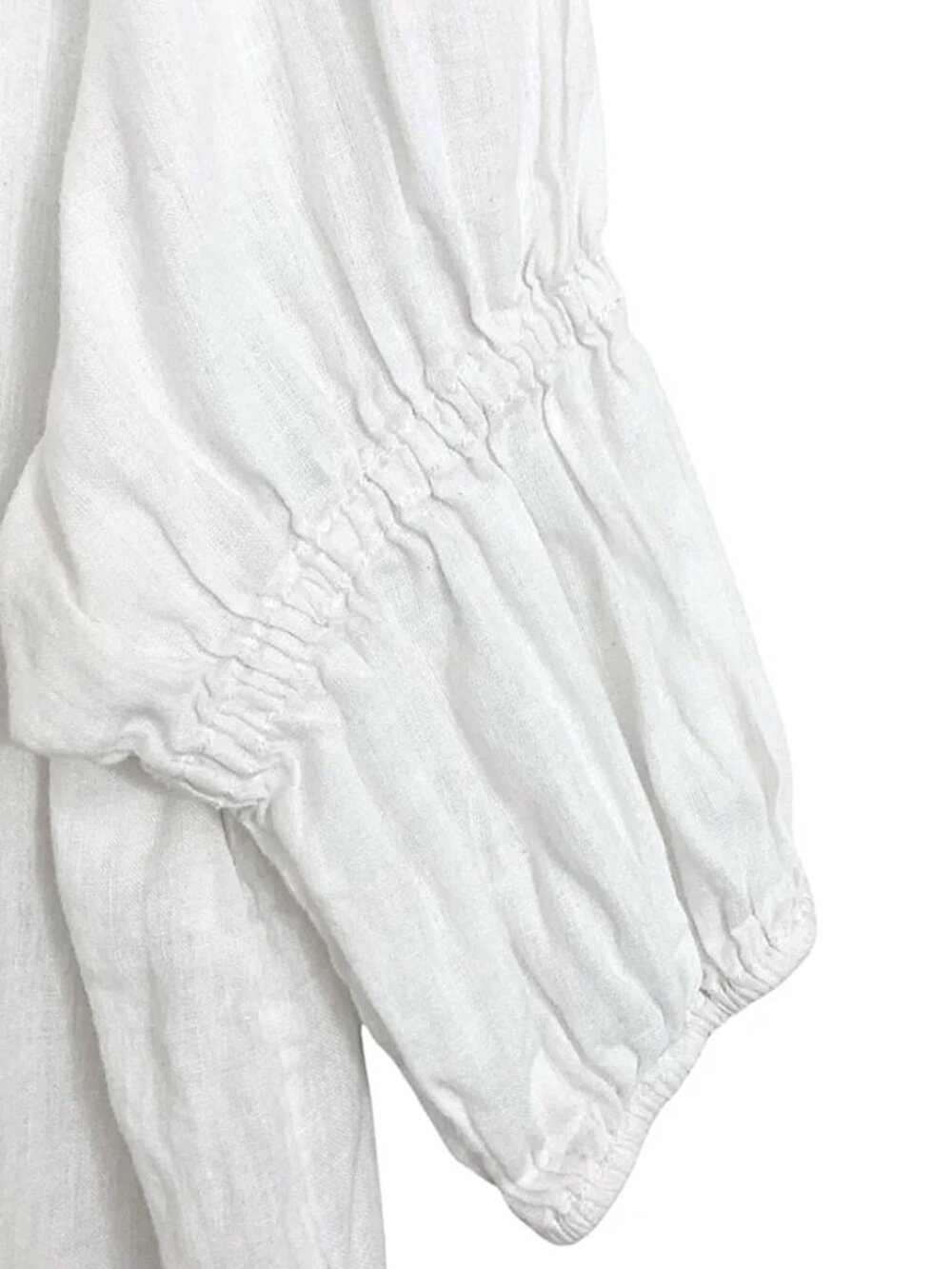 ANTHROPOLOGIE Pilcro Tallulah Double Puff Sleeve Linen Blouse XS White - Picture 11 of 14